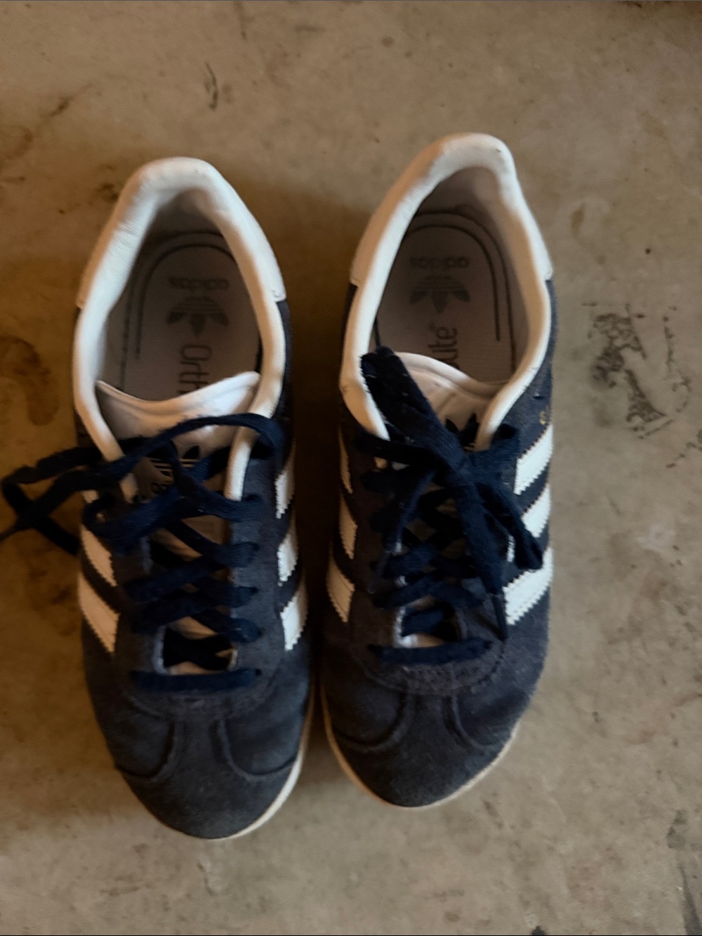 adidas girl’s Navy and White Suede Samba Sneakers